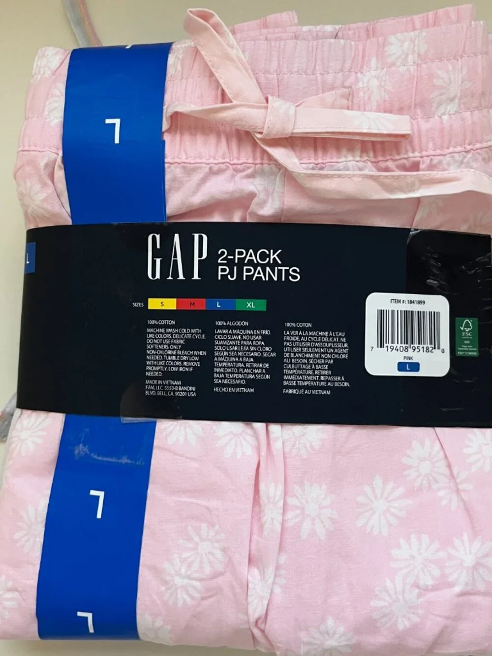 Gap Cotton Lounge Pajama Pants 2-Pack floral stripes pastel - Picture 6 of 12